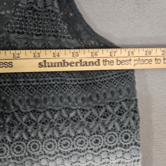 Volcom Lost Days Top Coquette Crochet Tank Top Gray Aubre Scoopneck Sheer XL - Picture 5 of 7